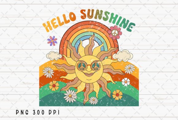 Download Hello Sunshine Summer Hippie Retro PNG - Hippie Collection