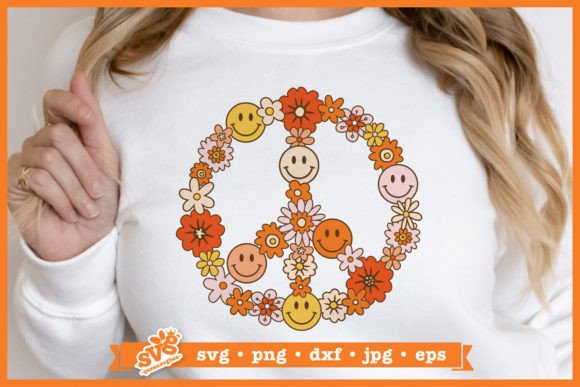 Download Floral Peace Sign SVG | Retro Hippie SVG - Hippie Collection