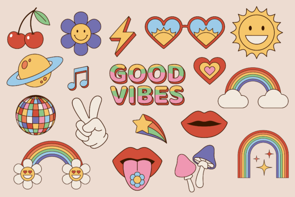 Download Vintage, Retro, Hippie Style Icons - Hippie Collection