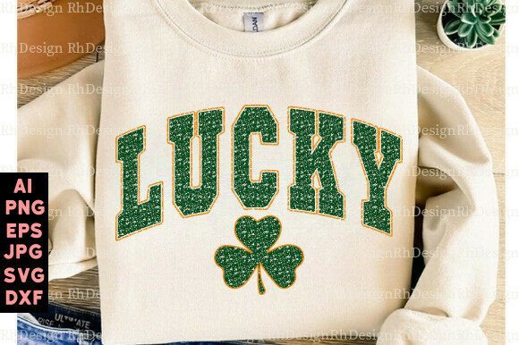 Download Retro Lucky Varsity Shamrock PNG, St Pat - Shamrock Collection