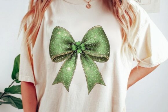 Download Green Glitter Bow Shamrock Png - Premium Resources